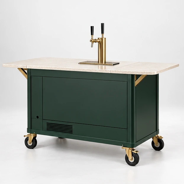 Cold Brew Coffee Cart with Refrigerated Keg Bay opposite angle showing its complete footprint and display layout