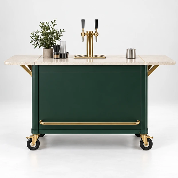 Cold Brew Coffee Cart with Refrigerated Keg Bay customer-facing service and display view