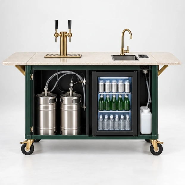 Cold Brew Coffee Cart with Refrigerated Keg Bay operator-side equipment, access, and storage view