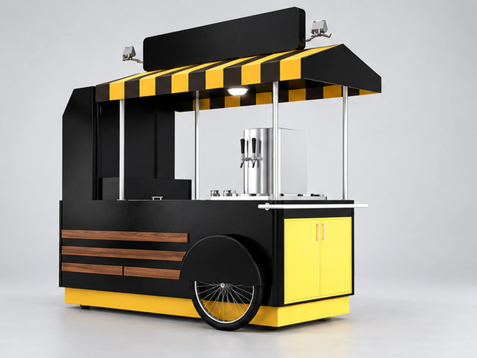 Convenient design outdoor use mobile coffee cart stainless steel coffee trolley for sale main three-quarter view