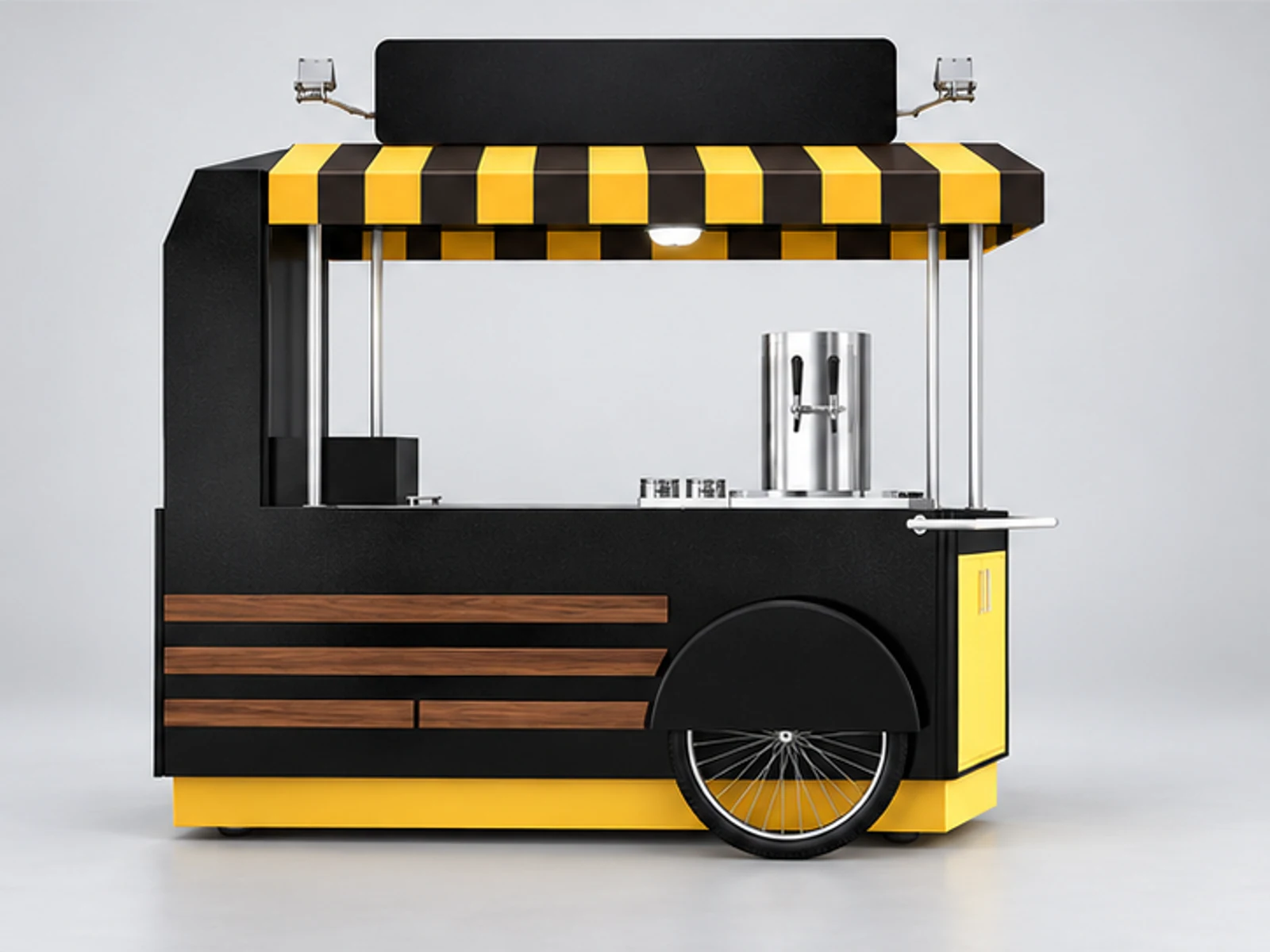 Convenient design outdoor use mobile coffee cart stainless steel coffee trolley for sale customer-facing service and display view
