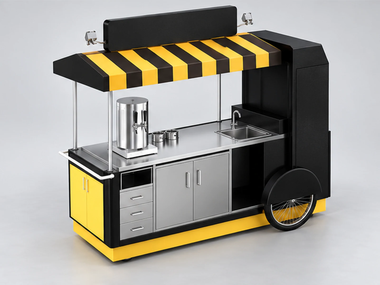 Convenient design outdoor use mobile coffee cart stainless steel coffee trolley for sale staff-side equipment and storage view