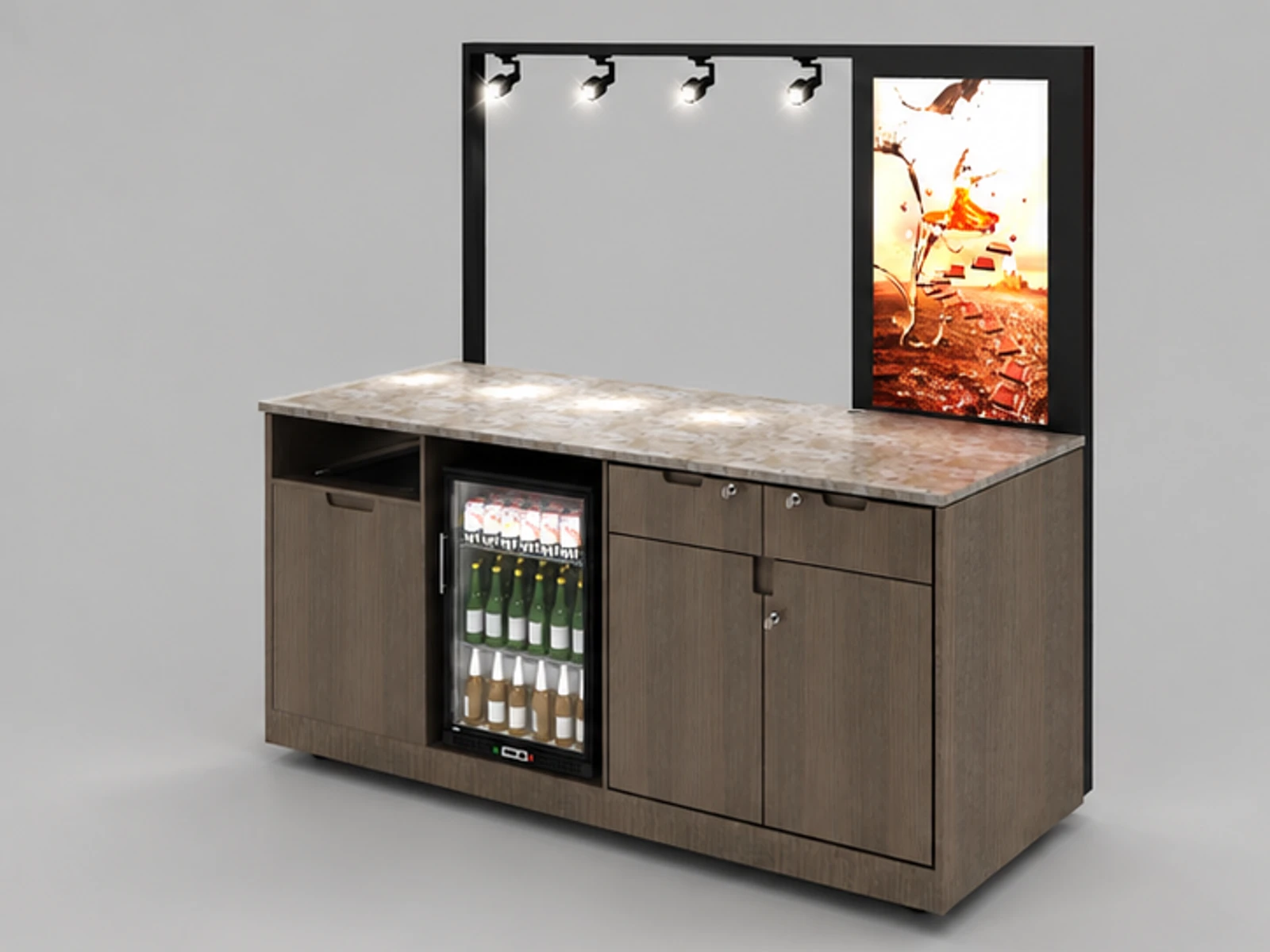 Small Mini Portable Food Cart, Indoor Coffee Carts Espresso Stand For Sale main three-quarter view