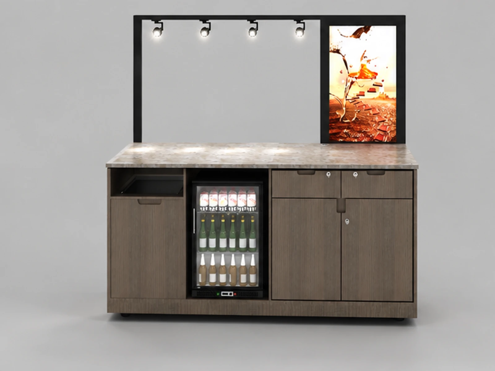 Small Mini Portable Food Cart, Indoor Coffee Carts Espresso Stand For Sale customer-facing service and display view