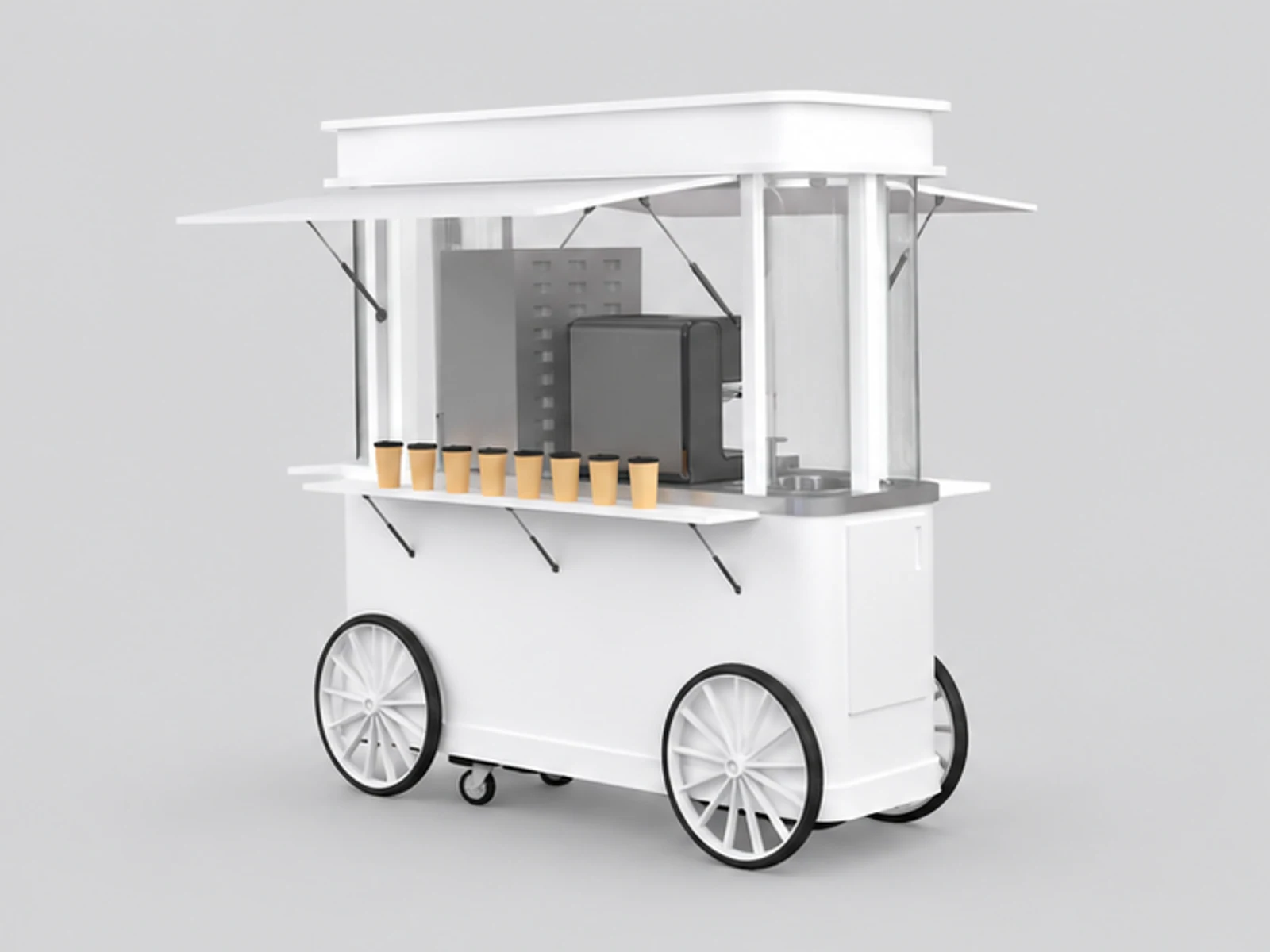 Functional outdoor use stainless steel coffee cart street coffee trolley design for sale main three-quarter view