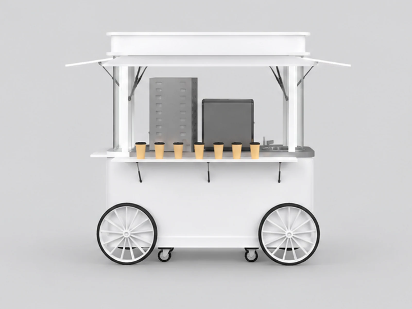 Functional outdoor use stainless steel coffee cart street coffee trolley design for sale customer-facing service and display view