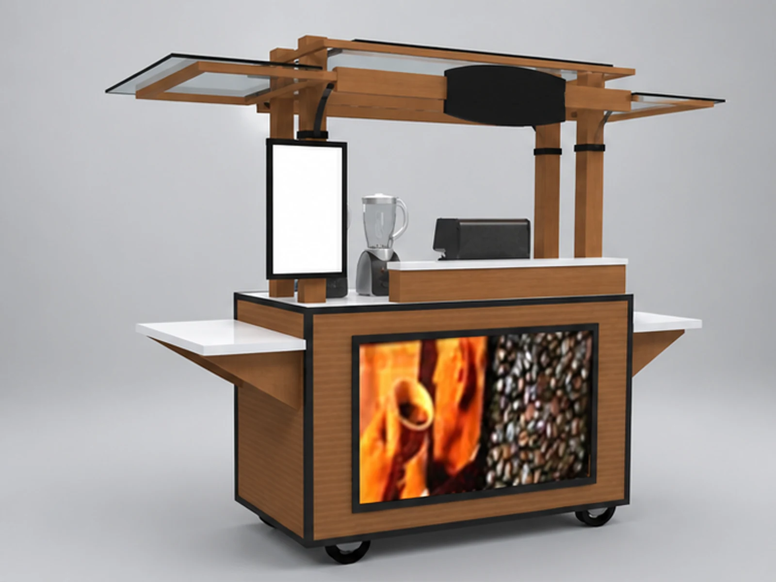 Hot sale Mobile coffee cart design street food trolley for outdoor use main three-quarter view
