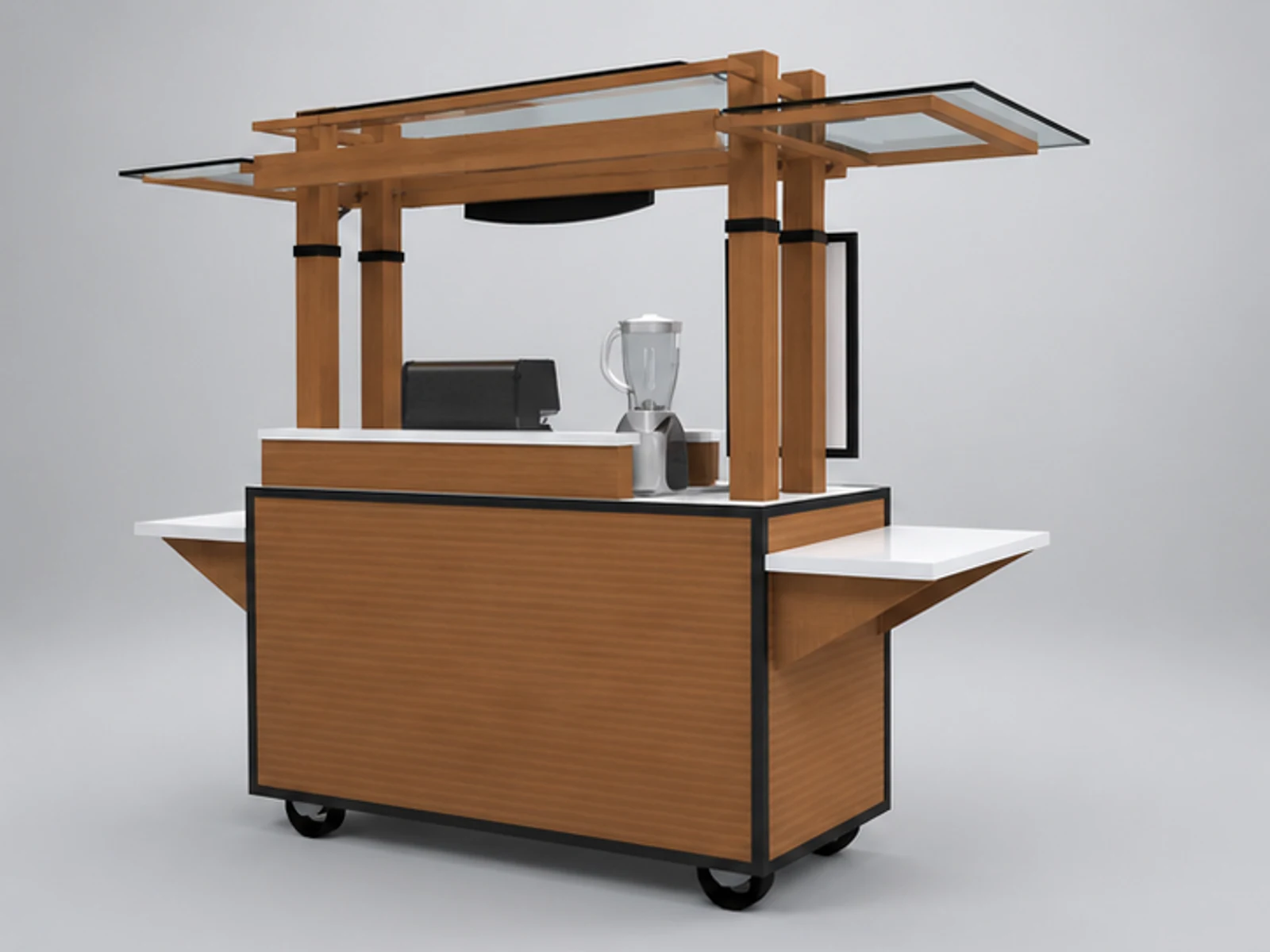 Hot sale Mobile coffee cart design street food trolley for outdoor use opposite angle and overall footprint