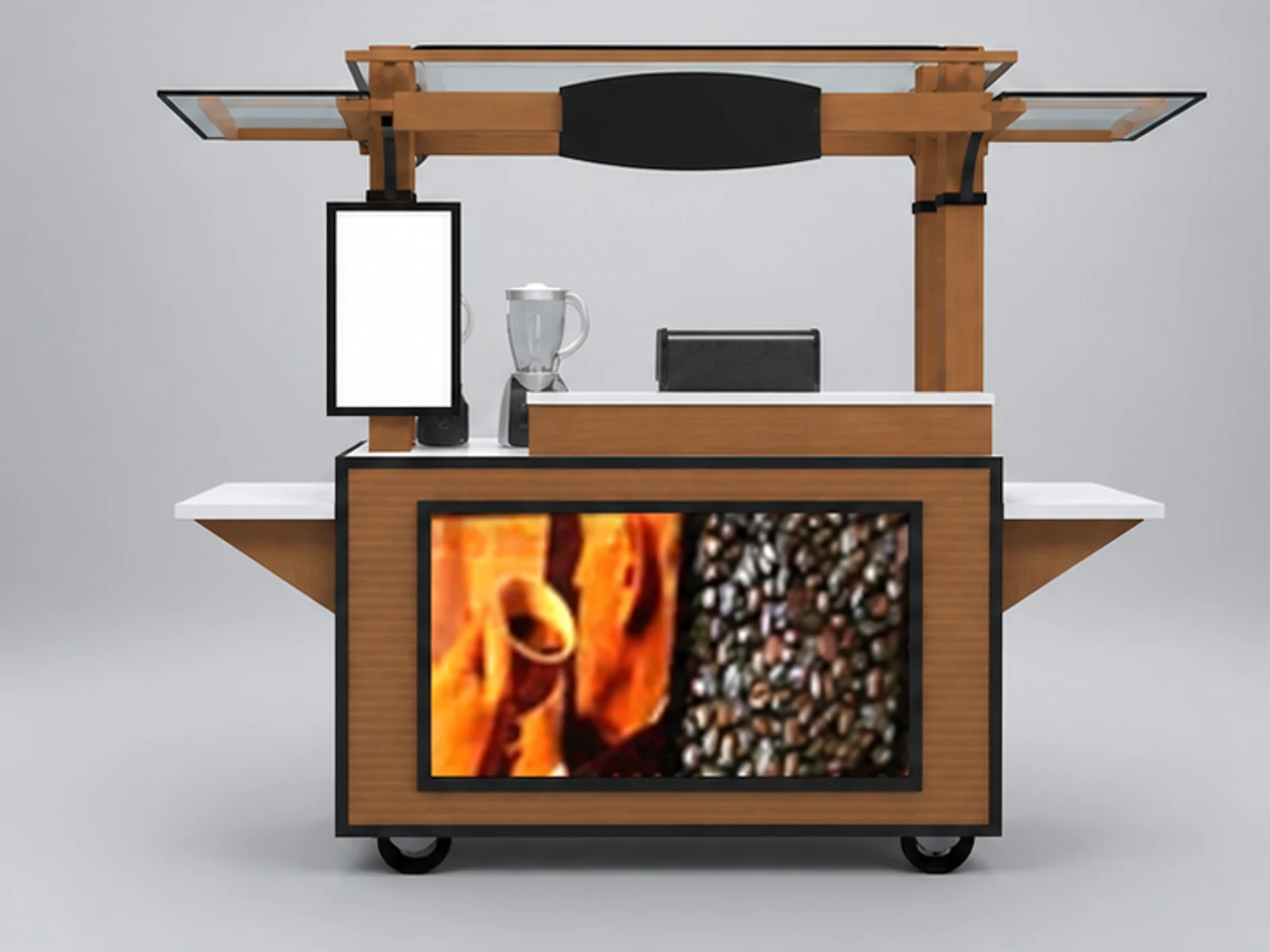Hot sale Mobile coffee cart design street food trolley for outdoor use customer-facing service and display view