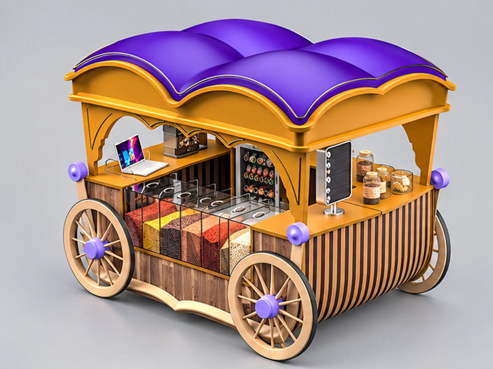 Mini exquisite coffee mobile cart outdoor use retail macaron trolley for sale main three-quarter view