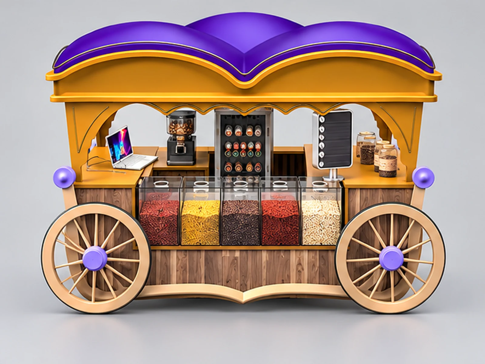 Mini exquisite coffee mobile cart outdoor use retail macaron trolley for sale customer-facing service and display view