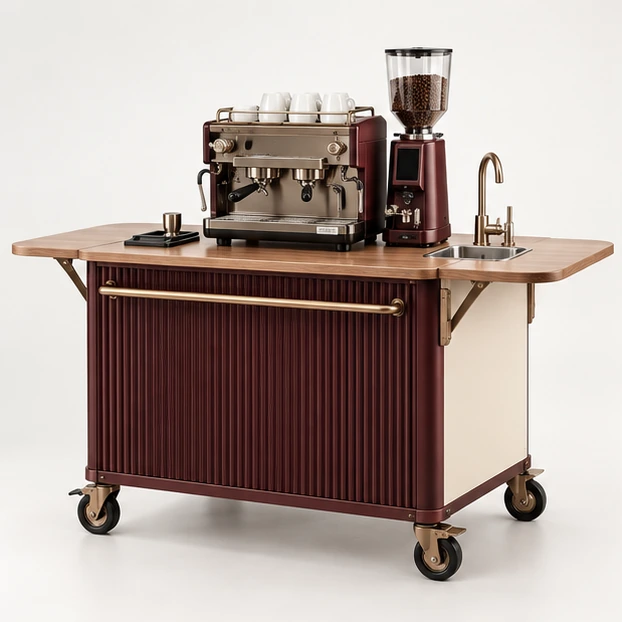 Modular Coffee Cart with Removable Water System main three-quarter product rendering
