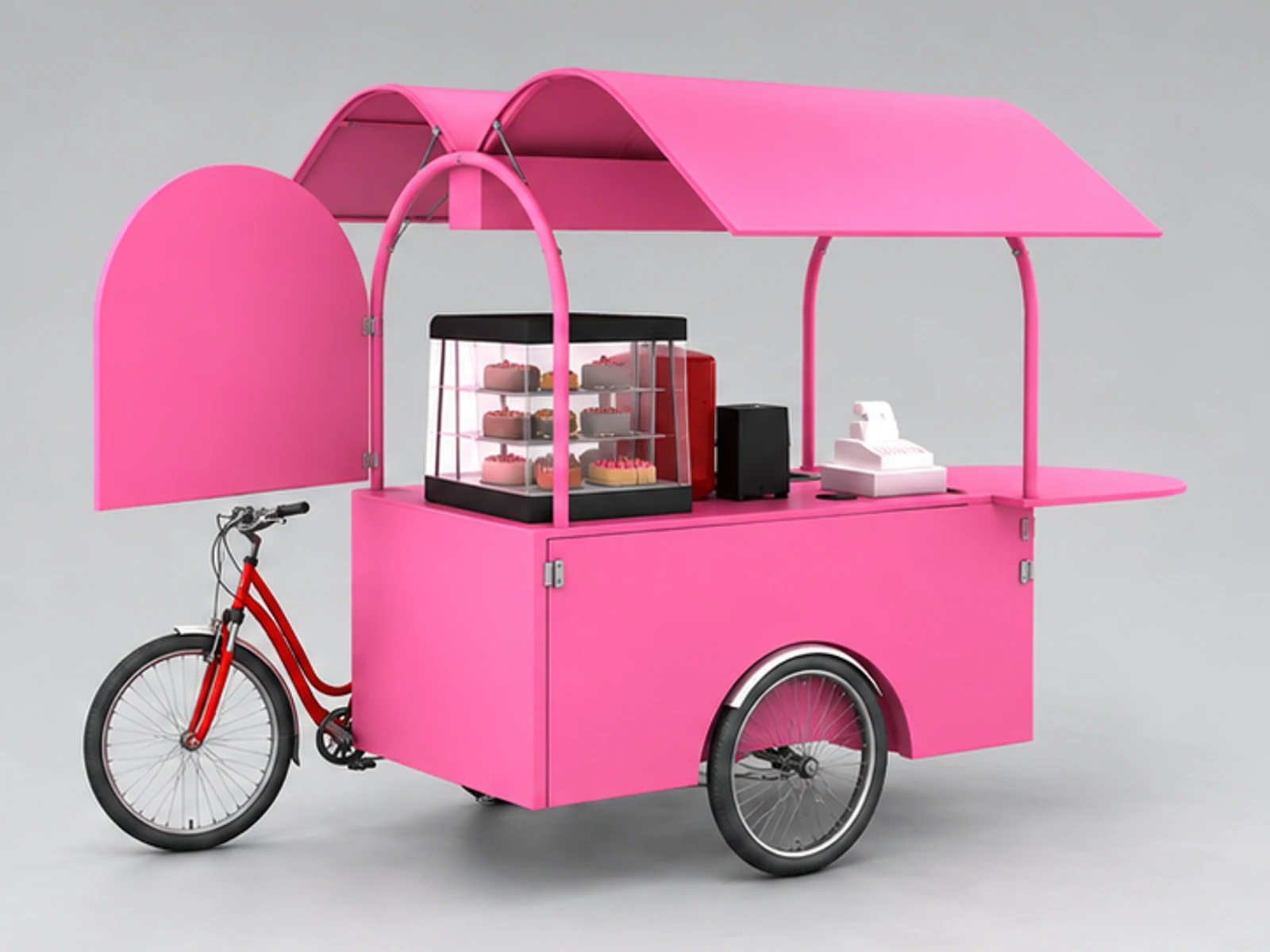 Outdoor coffee display cart | attractive street cafe stand for sale opposite angle and overall footprint