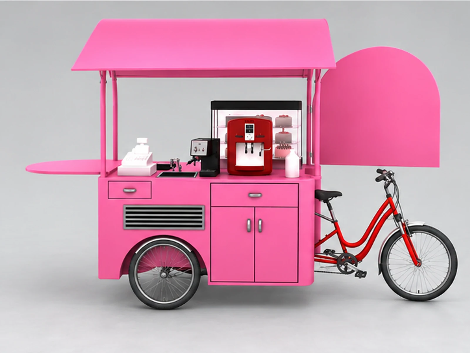 Outdoor coffee display cart | attractive street cafe stand for sale customer-facing service and display view