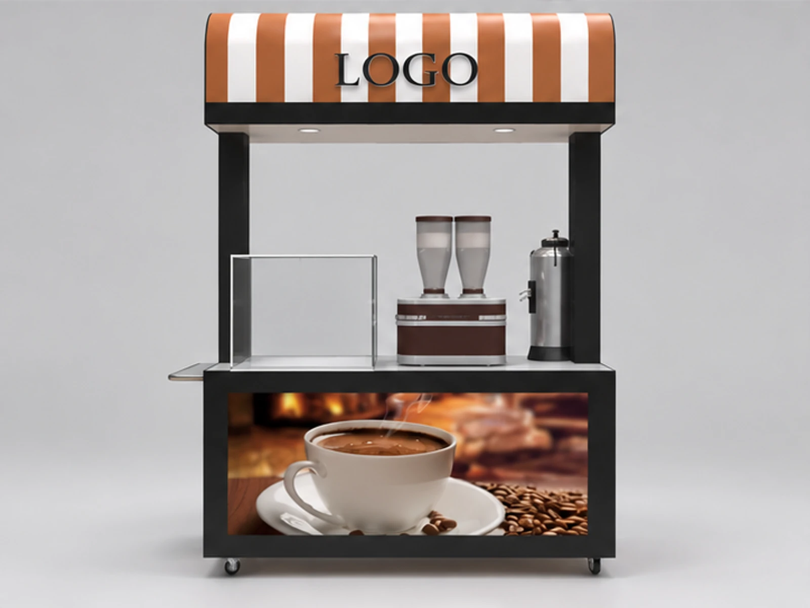 Outdoor coffee display cart | street bread booth for sale customer-facing service and display view