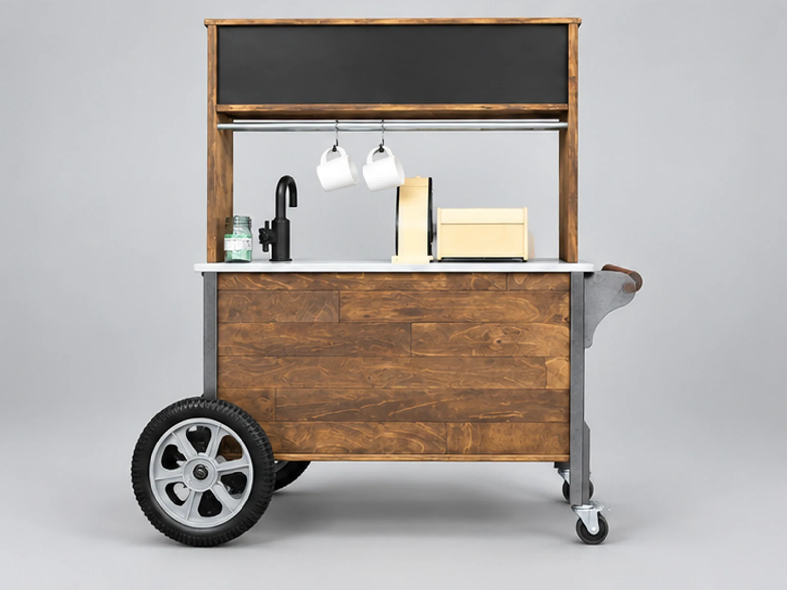 Stainless steel outdoor coffee cart | high quality cafe stand for sale customer-facing service and display view