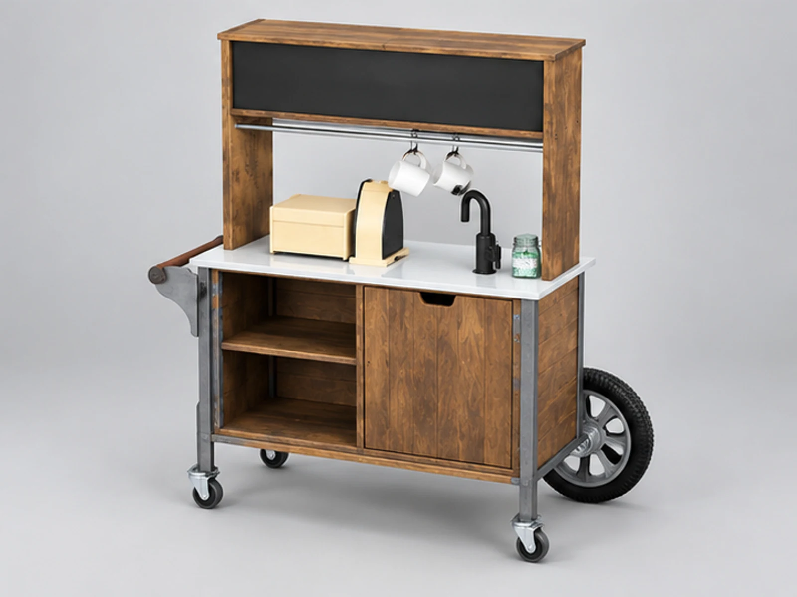 Stainless steel outdoor coffee cart | high quality cafe stand for sale staff-side equipment and storage view
