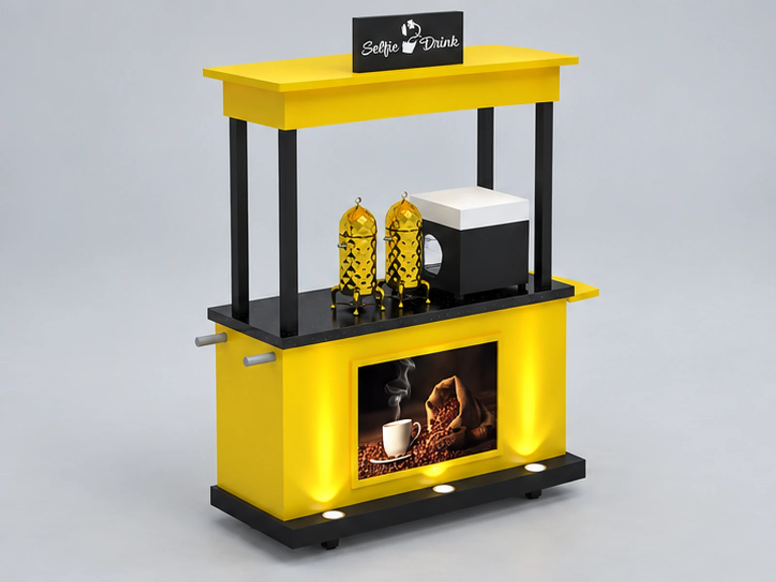 Yellow color coffee stand|Netherlands street coffee cart main three-quarter view