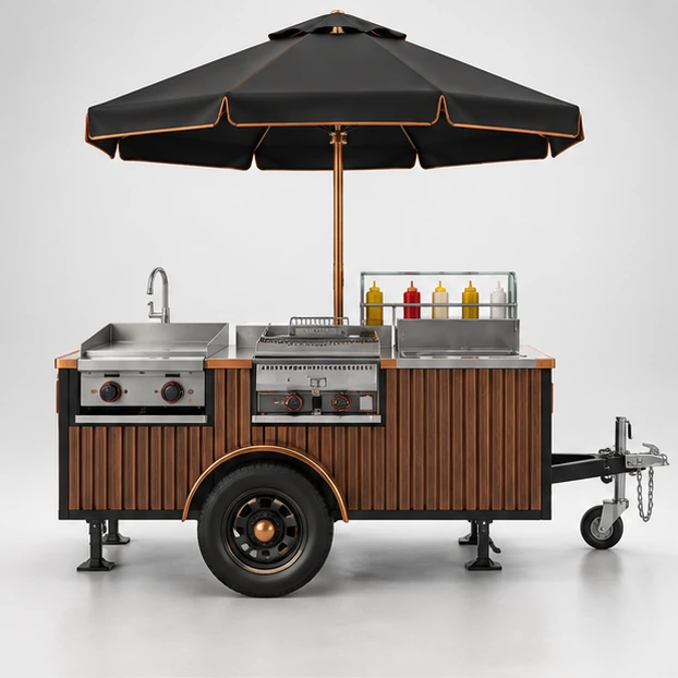 Franchise Hot Dog Cart with Modular Cooking Equipment customer-facing service and display view