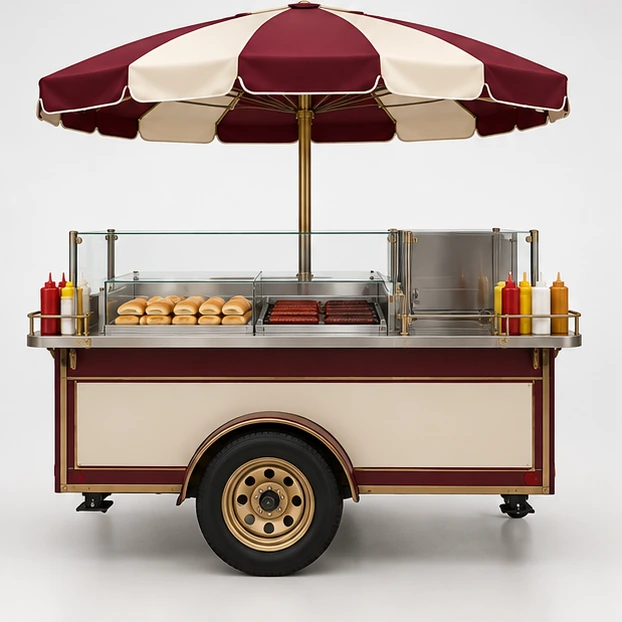 High-Volume Hot Dog Cart with Dual Serving Sides customer-facing service and display view