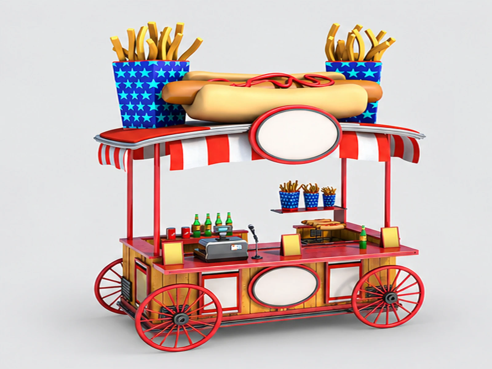 Hot Dog Cart & Food Cart Outdoor Kiosk for Sale main three-quarter view