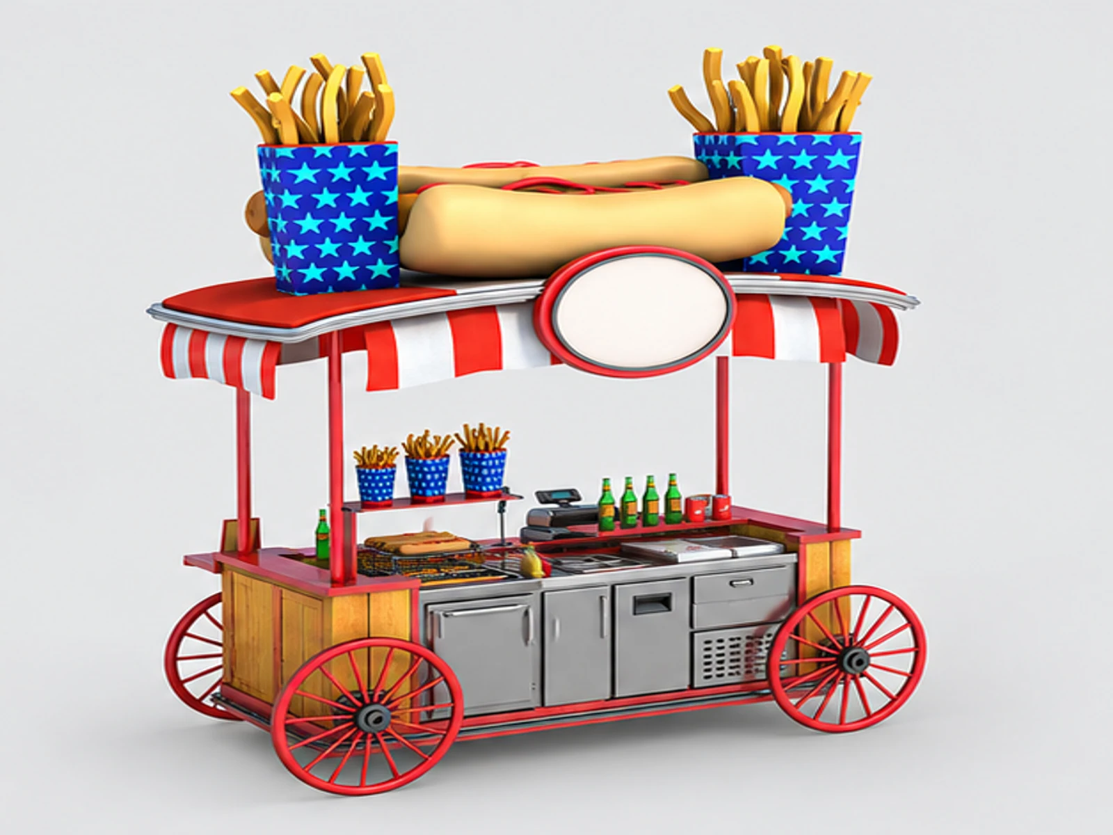 Hot Dog Cart & Food Cart Outdoor Kiosk for Sale opposite angle and overall footprint