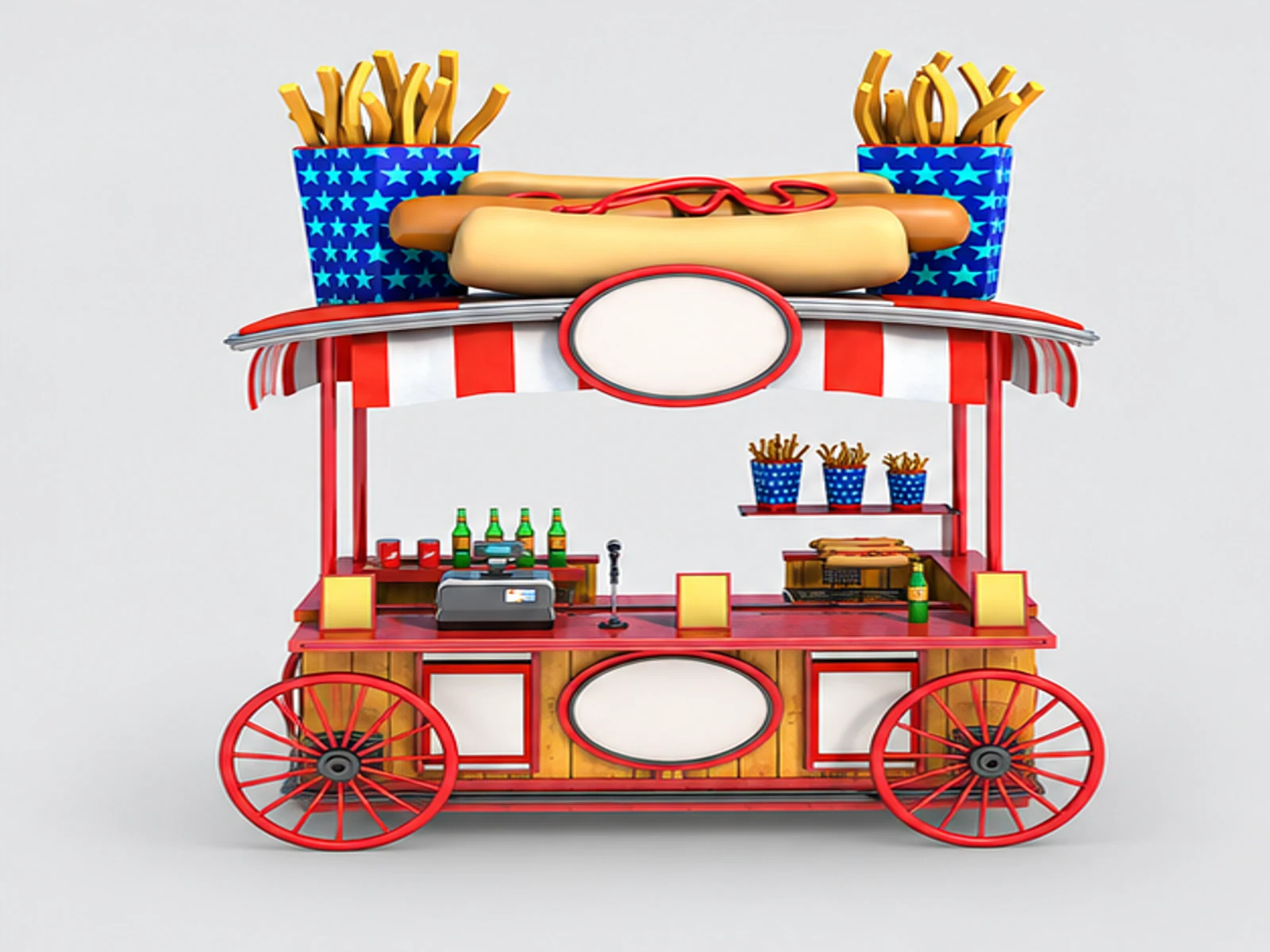 Hot Dog Cart & Food Cart Outdoor Kiosk for Sale customer-facing service and display view