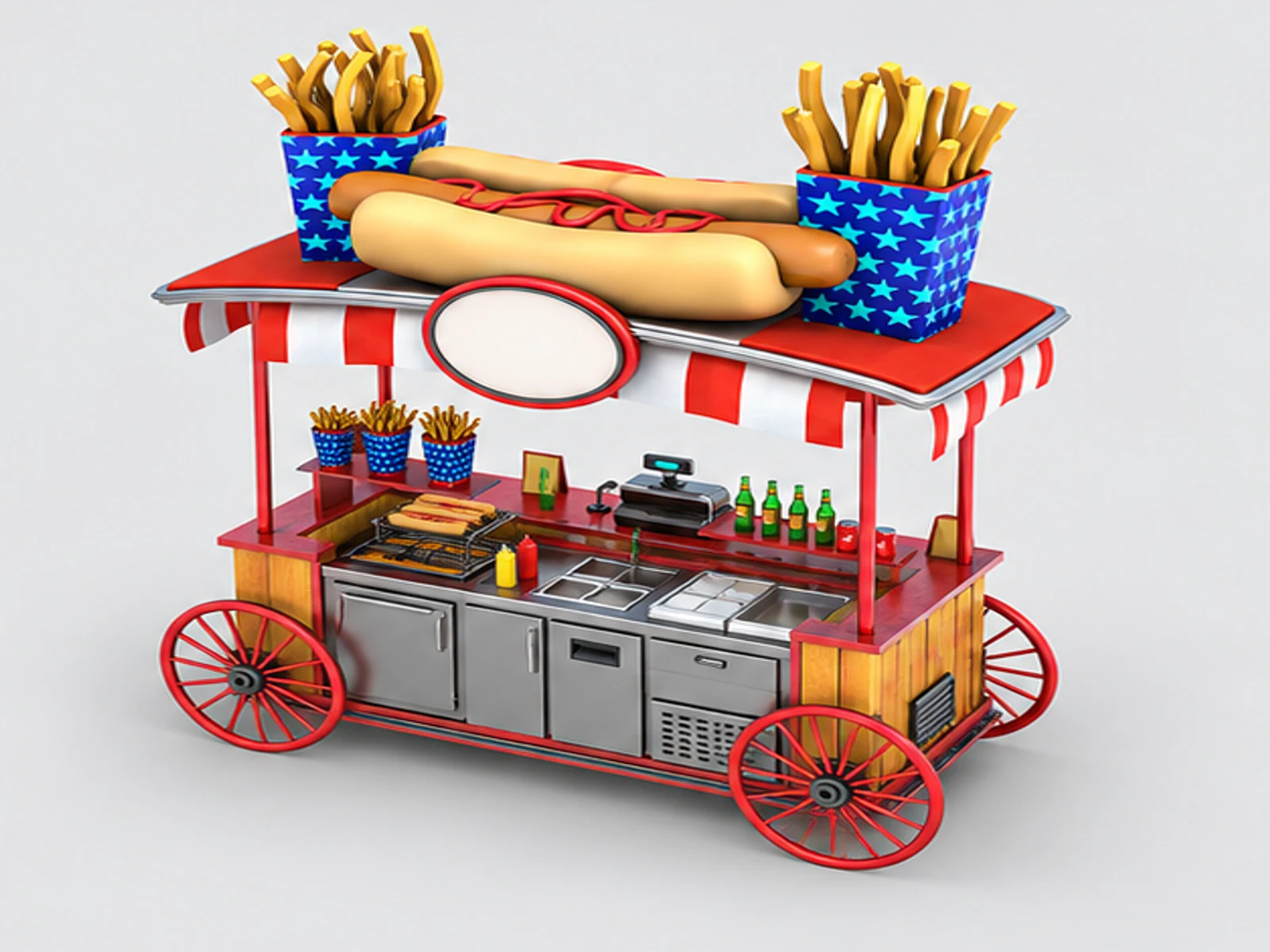 Hot Dog Cart & Food Cart Outdoor Kiosk for Sale staff-side equipment and storage view