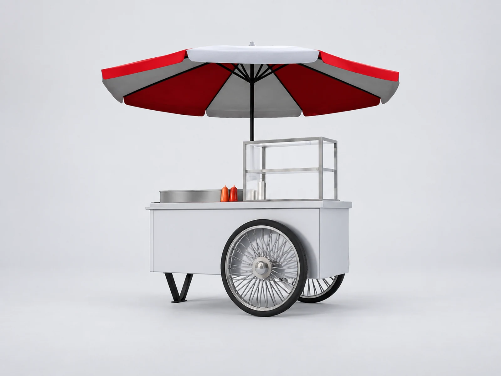 Hot Dog Cart & Street Cart Outdoor Cart Street for Sale opposite angle and overall footprint