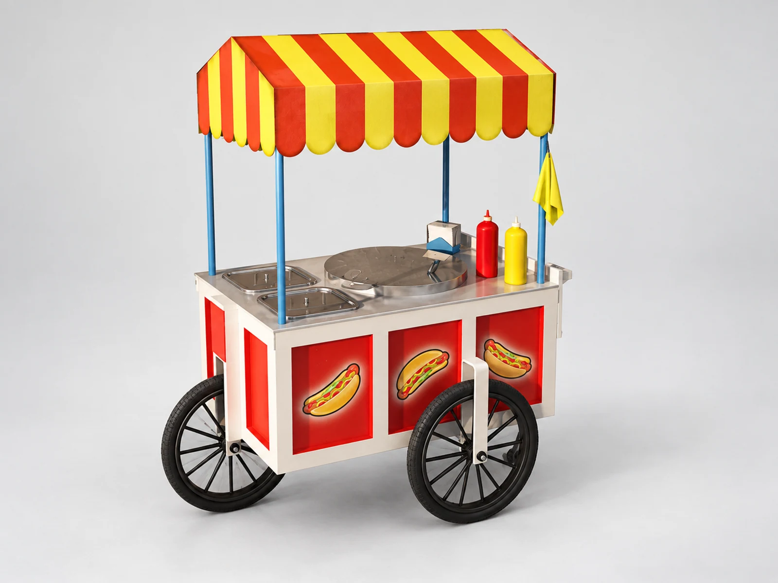 Hot sale mobile hot dog cart street hand push food trolley with factory price staff-side equipment and storage view