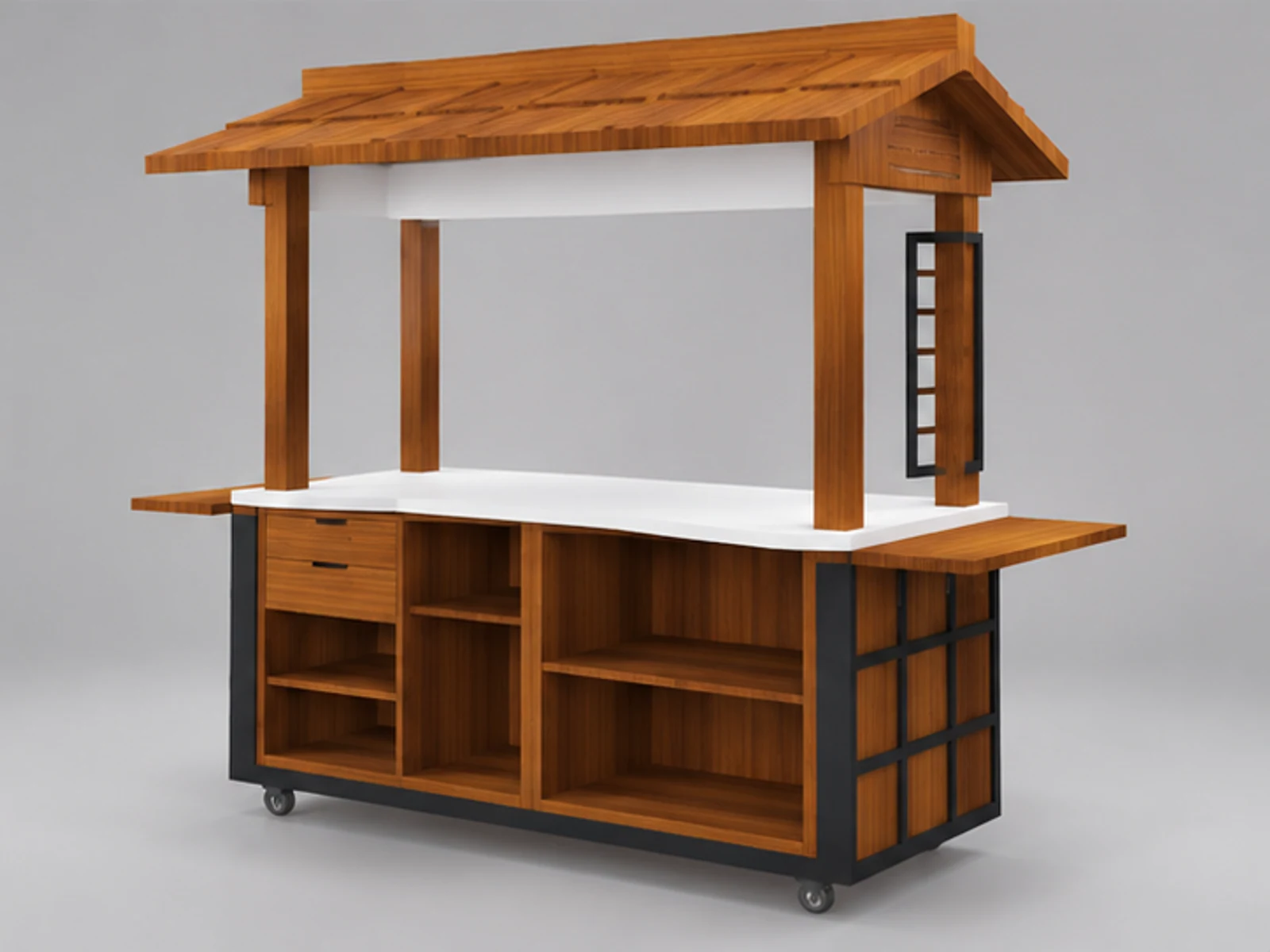 Hot sale mobile snack food cart fast food unit used in shopping mall staff-side equipment and storage view