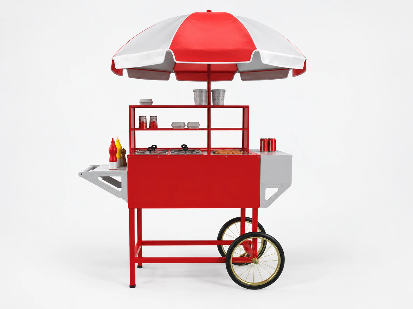 Hot Selling Hot Dog Cart & Street Cart Movable Display Counter for Sale opposite angle and overall footprint
