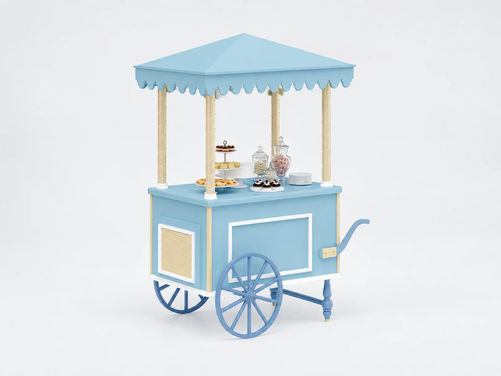 Mini mobile snack food cart new designed street food trolley with factory price opposite angle and overall footprint