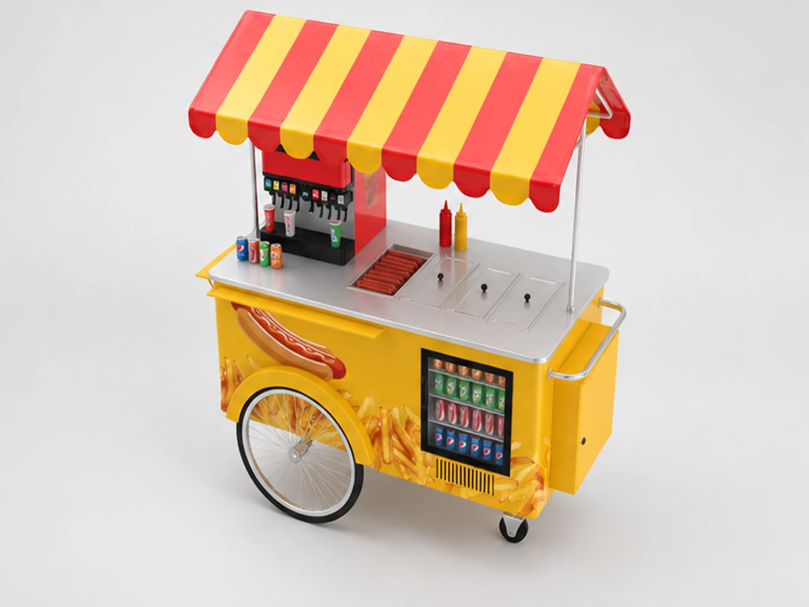 New designed flexible hot dog cart mobile snack food trolley for sale staff-side equipment and storage view