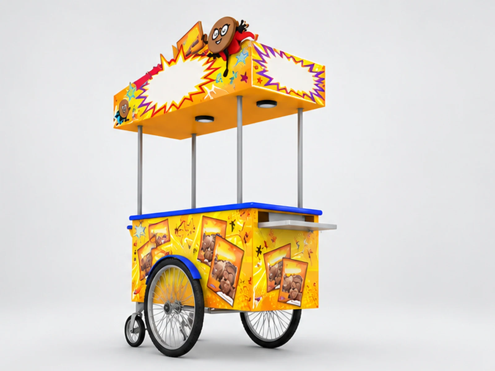 Outdoor Biscuit Trolley | Portable Snack Cart For Sale opposite angle and overall footprint