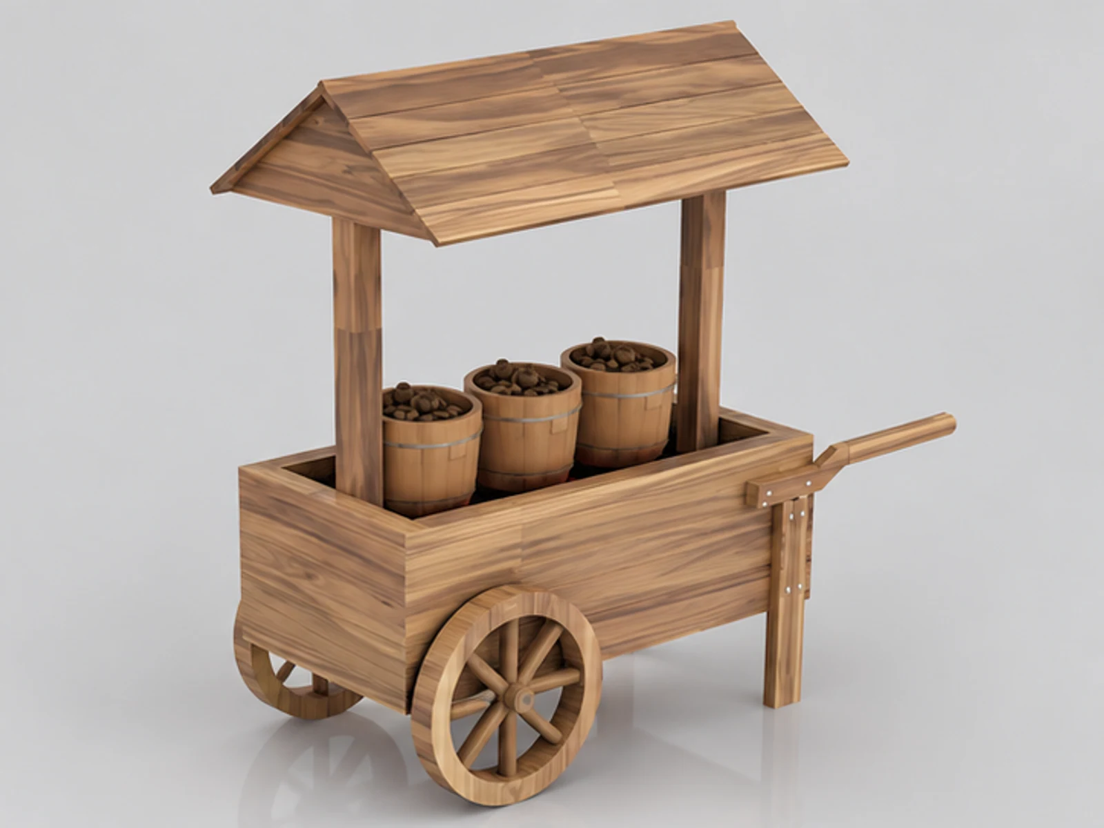 Outdoor nut display cart | special shape for nut stand opposite angle and overall footprint