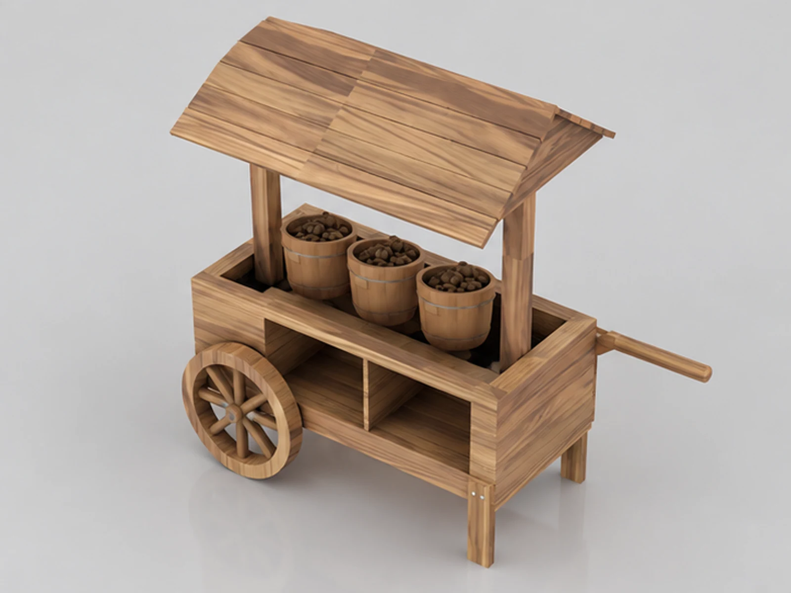 Outdoor nut display cart | special shape for nut stand staff-side equipment and storage view