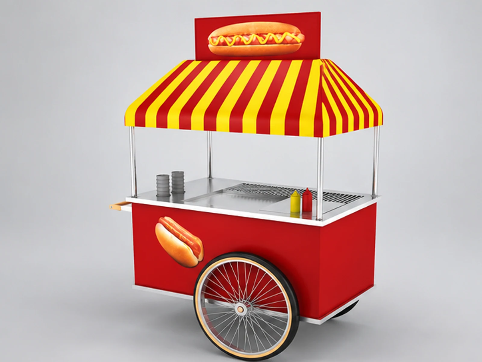 Outdoor small size hot dog stand | mini street snacks cart for sale main three-quarter view