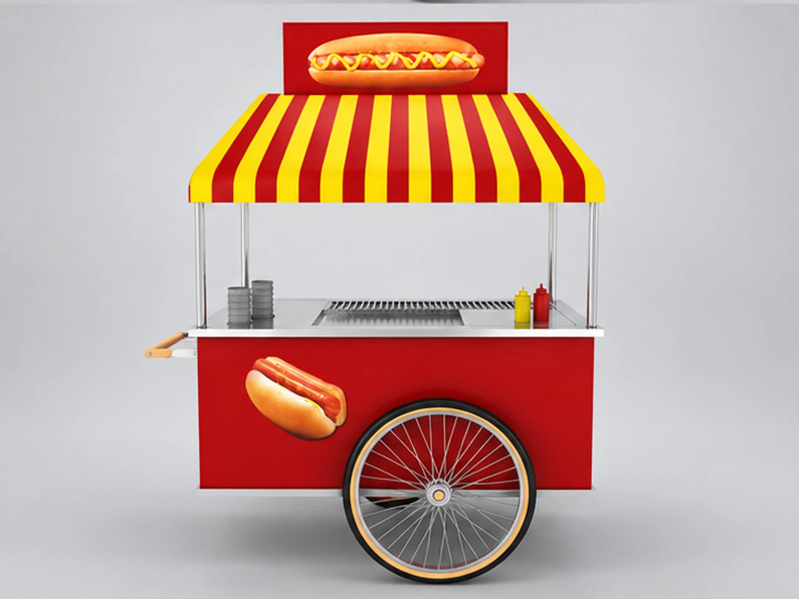Outdoor small size hot dog stand | mini street snacks cart for sale customer-facing service and display view