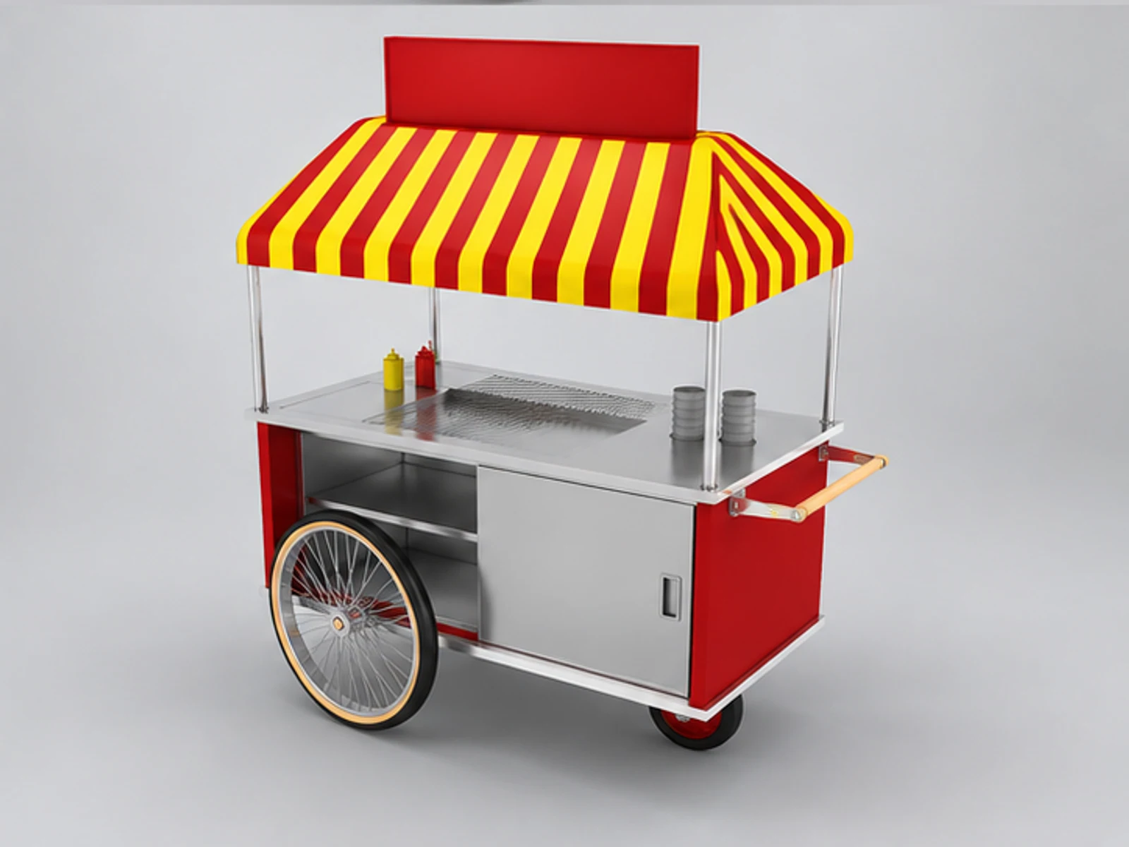 Outdoor small size hot dog stand | mini street snacks cart for sale staff-side equipment and storage view