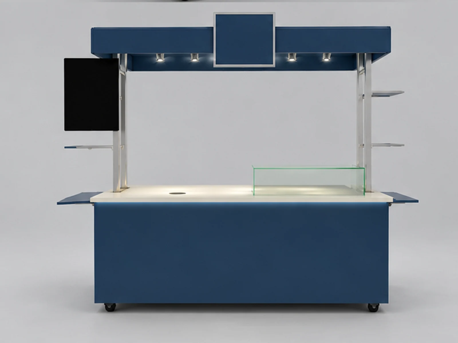 Outdoor waffles cart | stainless steel food stand customer-facing service and display view