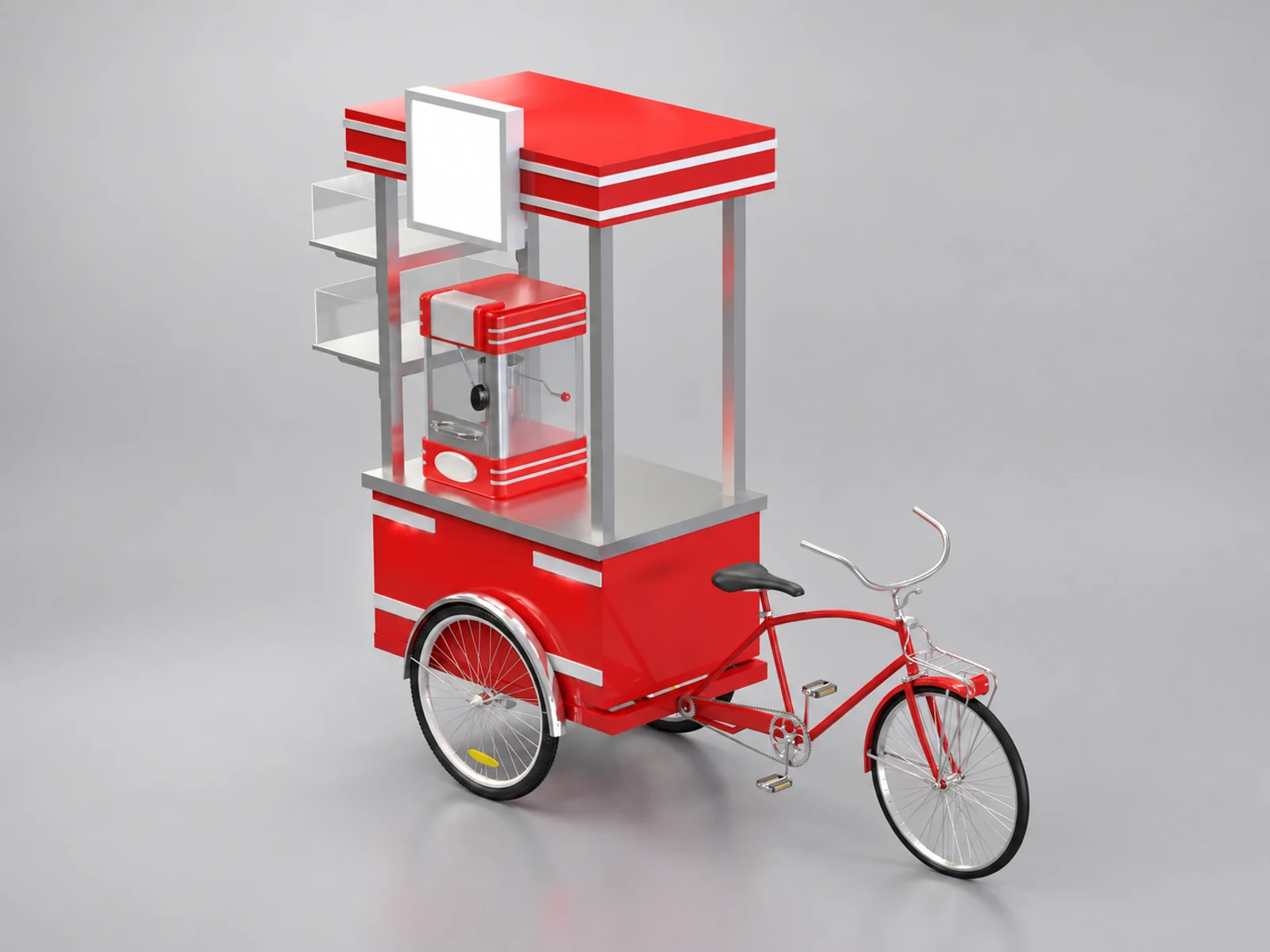 Small size for outdoor popcorn cart | street snack stall for sale customer-facing service and display view
