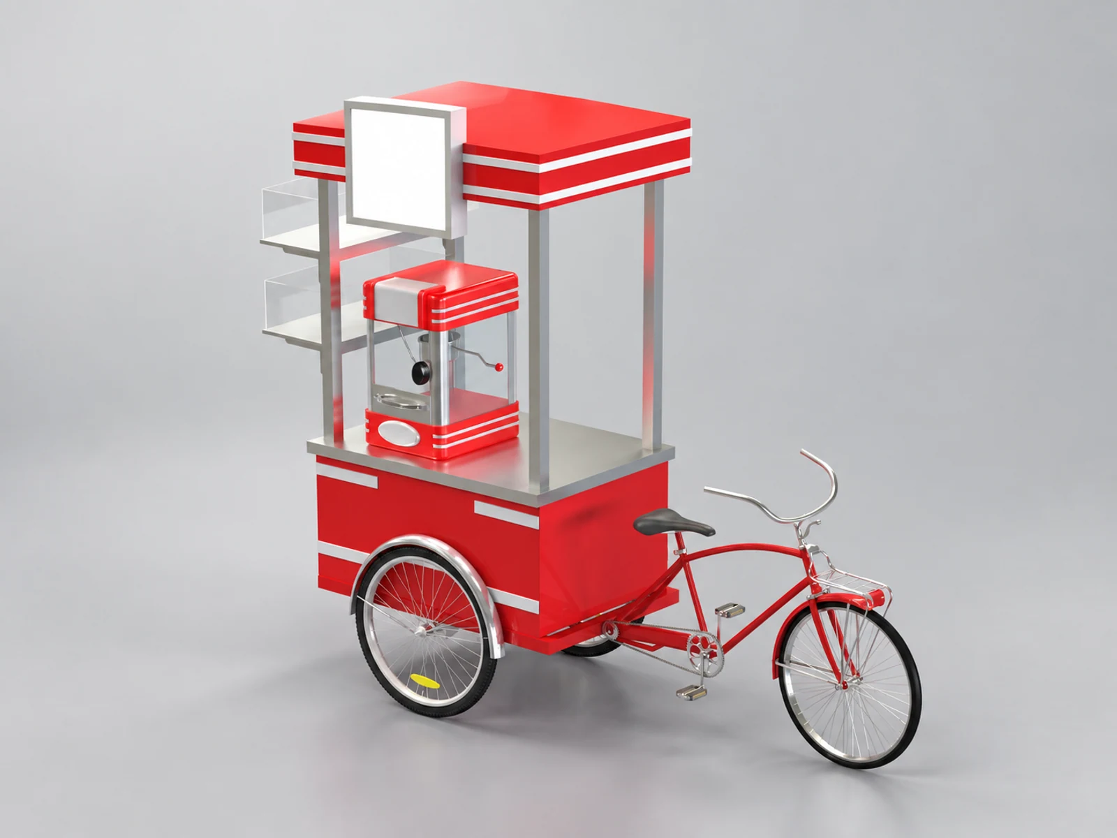 Small size for outdoor popcorn cart | street snack stall for sale staff-side equipment and storage view