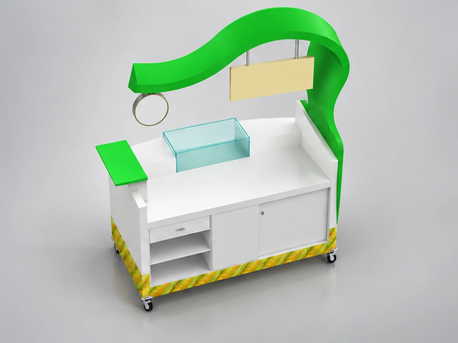 Small size sweet corn stand | outdoor corn cart for sale staff-side equipment and storage view