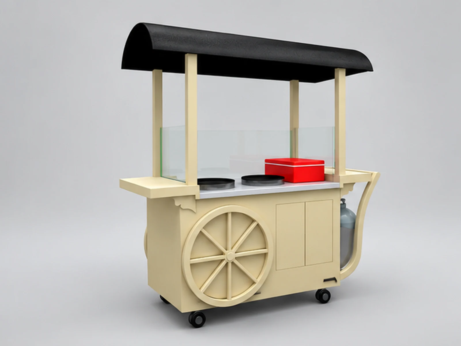 Special shape for pancakes stand | mini outdoor snack cart main three-quarter view