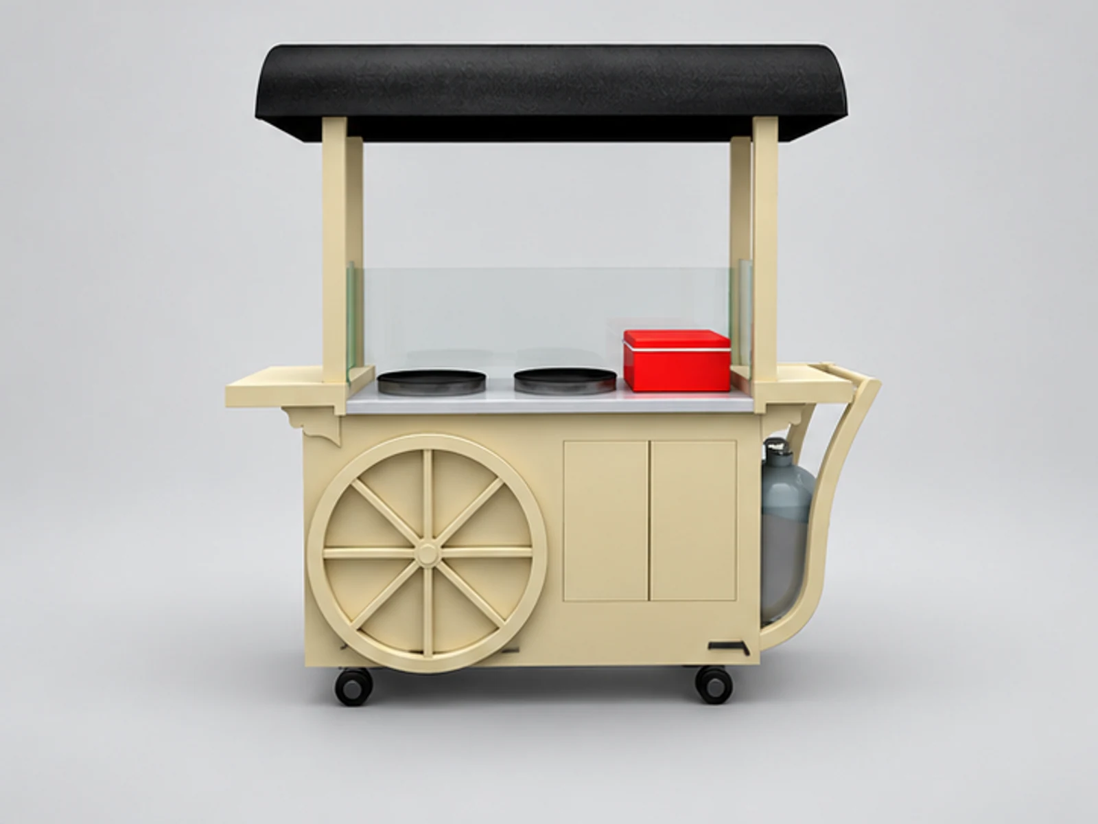 Special shape for pancakes stand | mini outdoor snack cart customer-facing service and display view