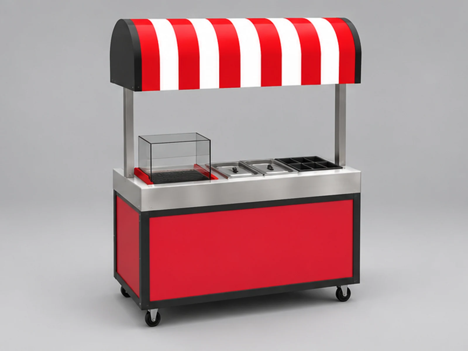 Stainless steel hot dog cart | outdoor snack stall supplier main three-quarter view