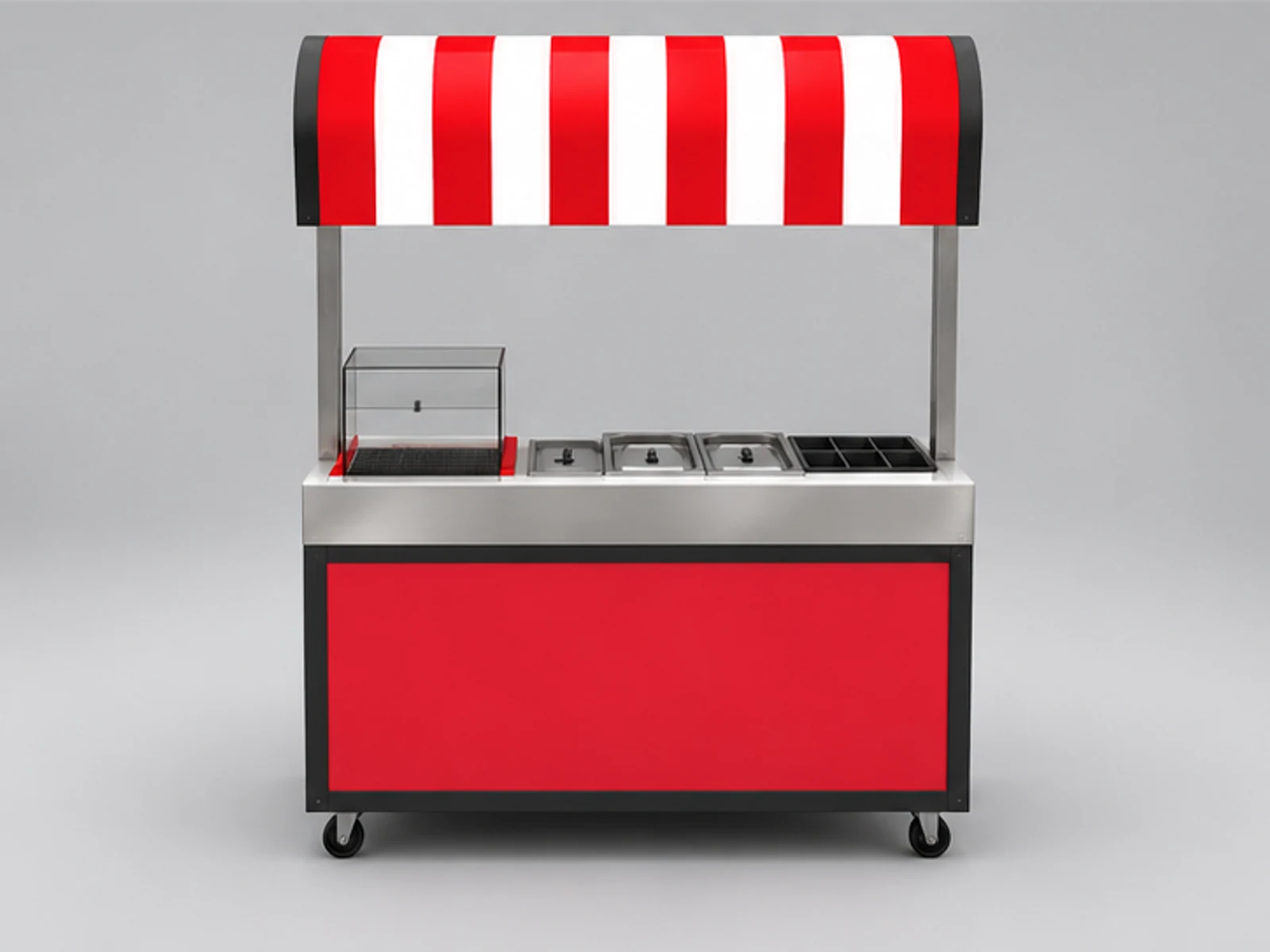 Stainless steel hot dog cart | outdoor snack stall supplier customer-facing service and display view