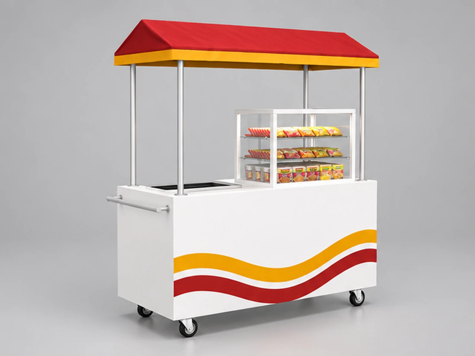 Street snack display cabinet | outdoor fast food cart main three-quarter view