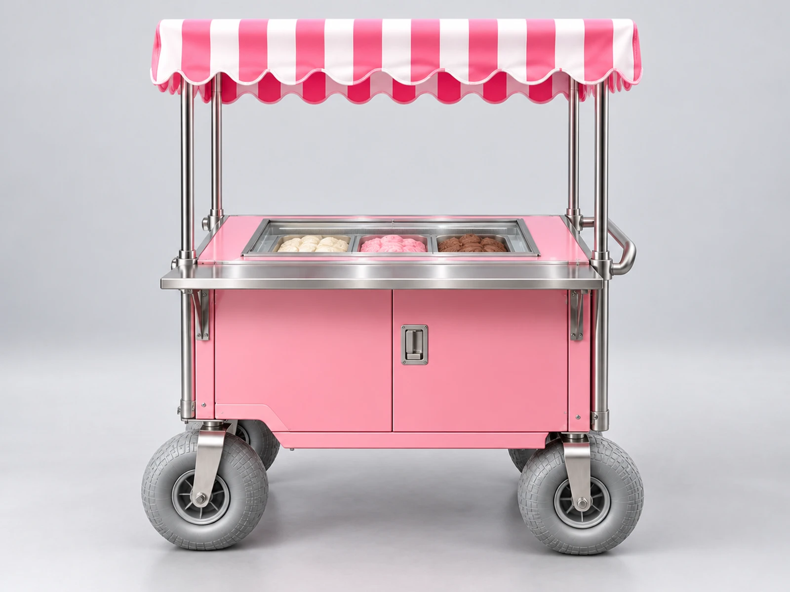 Beach Ice Cream Cart with Wide Sand Wheels customer-facing service and display detail